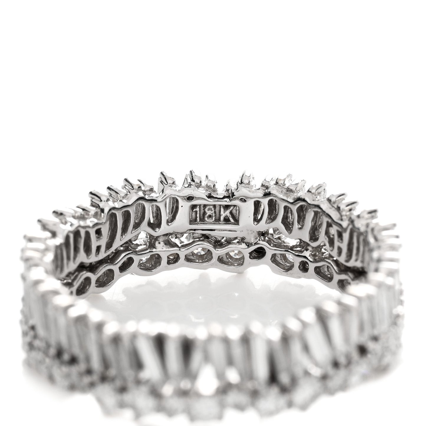 18K White Gold Diamond Classic Short Stack Eternity Band Ring 52 6