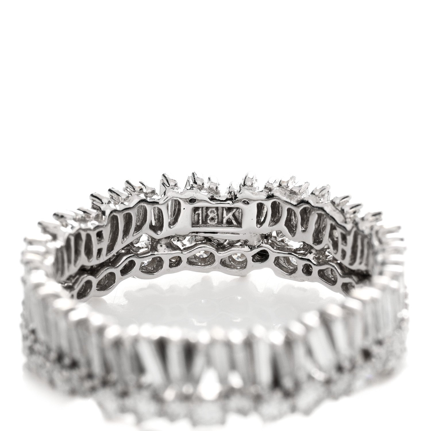 Suzanne Kalan 18K White Gold Diamond Classic Short Stack Eternity Band Ring 52 6 4 of 4