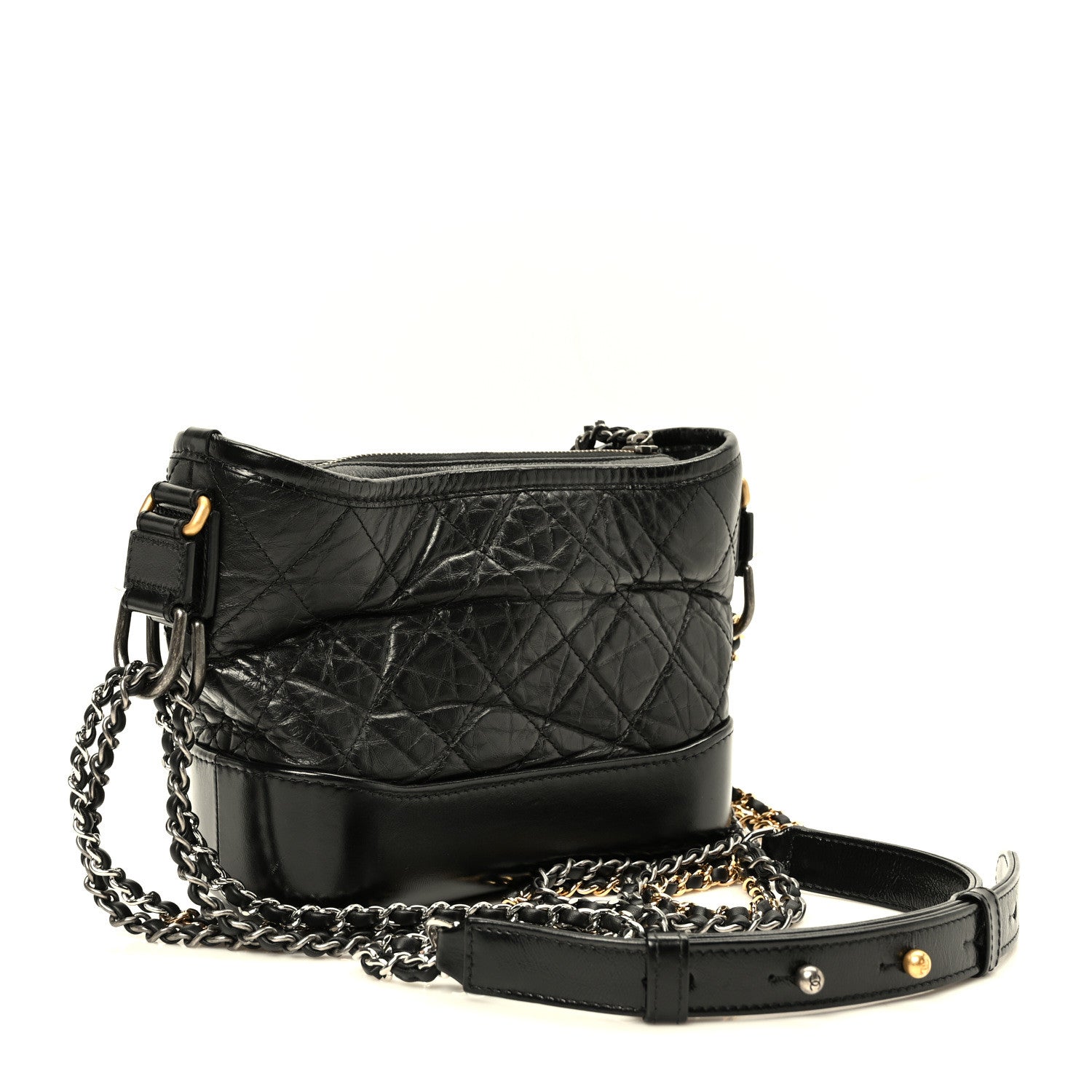 Chanel Aged Calfskin Quilted Small Gabrielle Hobo Black 3 of 10