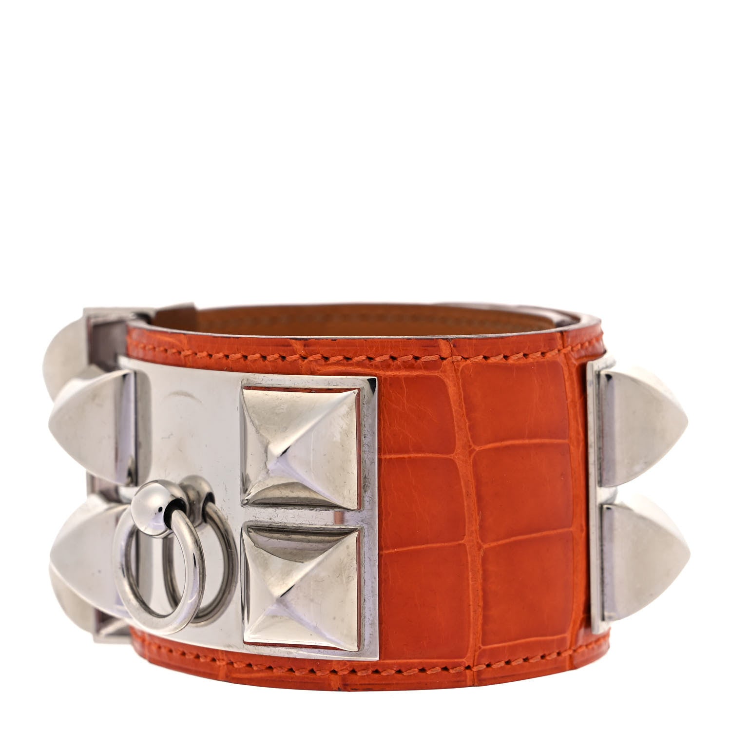 Hermes Shiny Alligator Collier De Chien CDC Bracelet S Orange 1 of 6