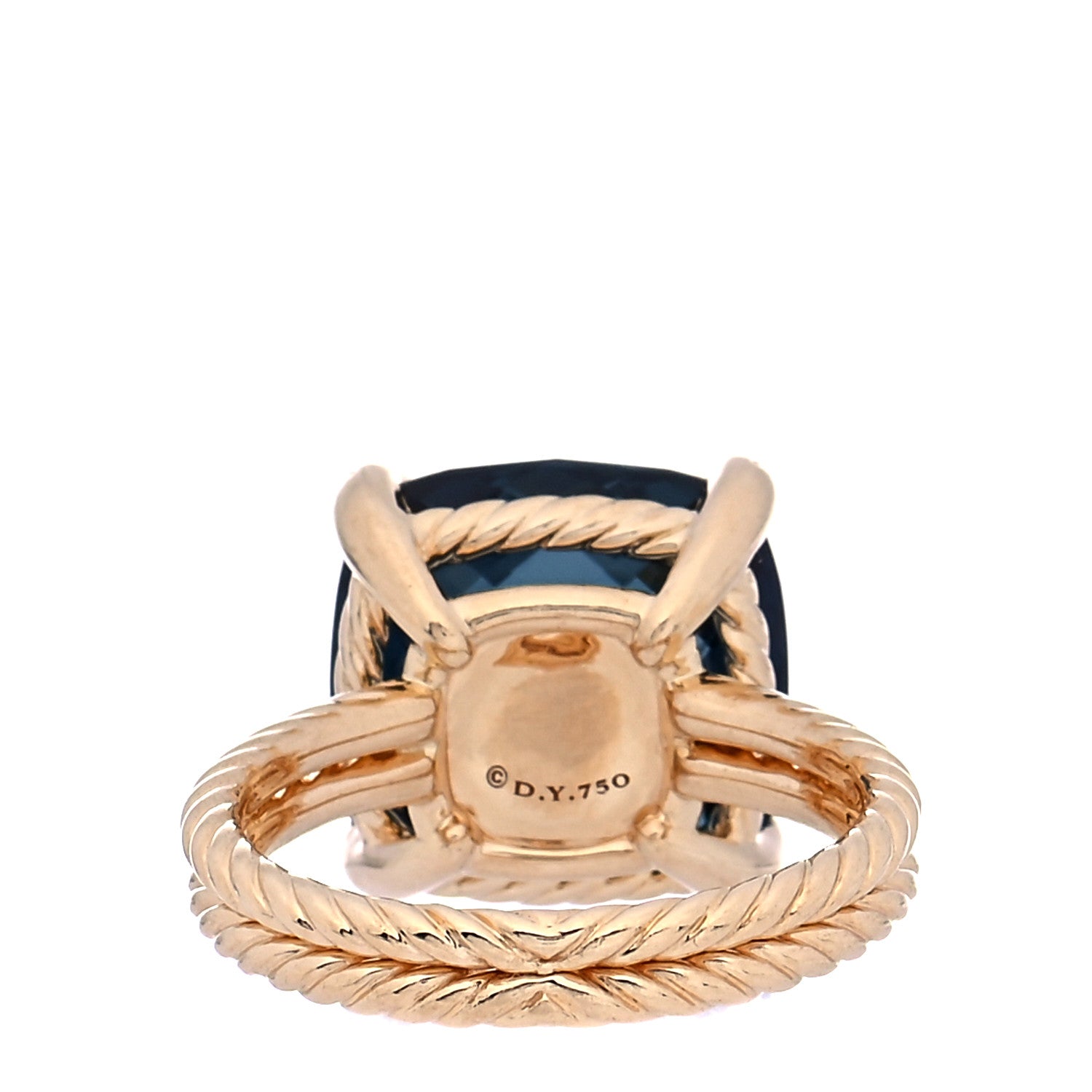 David Yurman 18K Yellow Gold Diamond Hampton Blue Topaz 14mm Chatelaine Ring 57 8 3 of 8