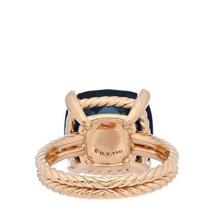 David Yurman 18K Yellow Gold Diamond Hampton Blue Topaz 14mm Chatelaine Ring 57 8 3 of 8