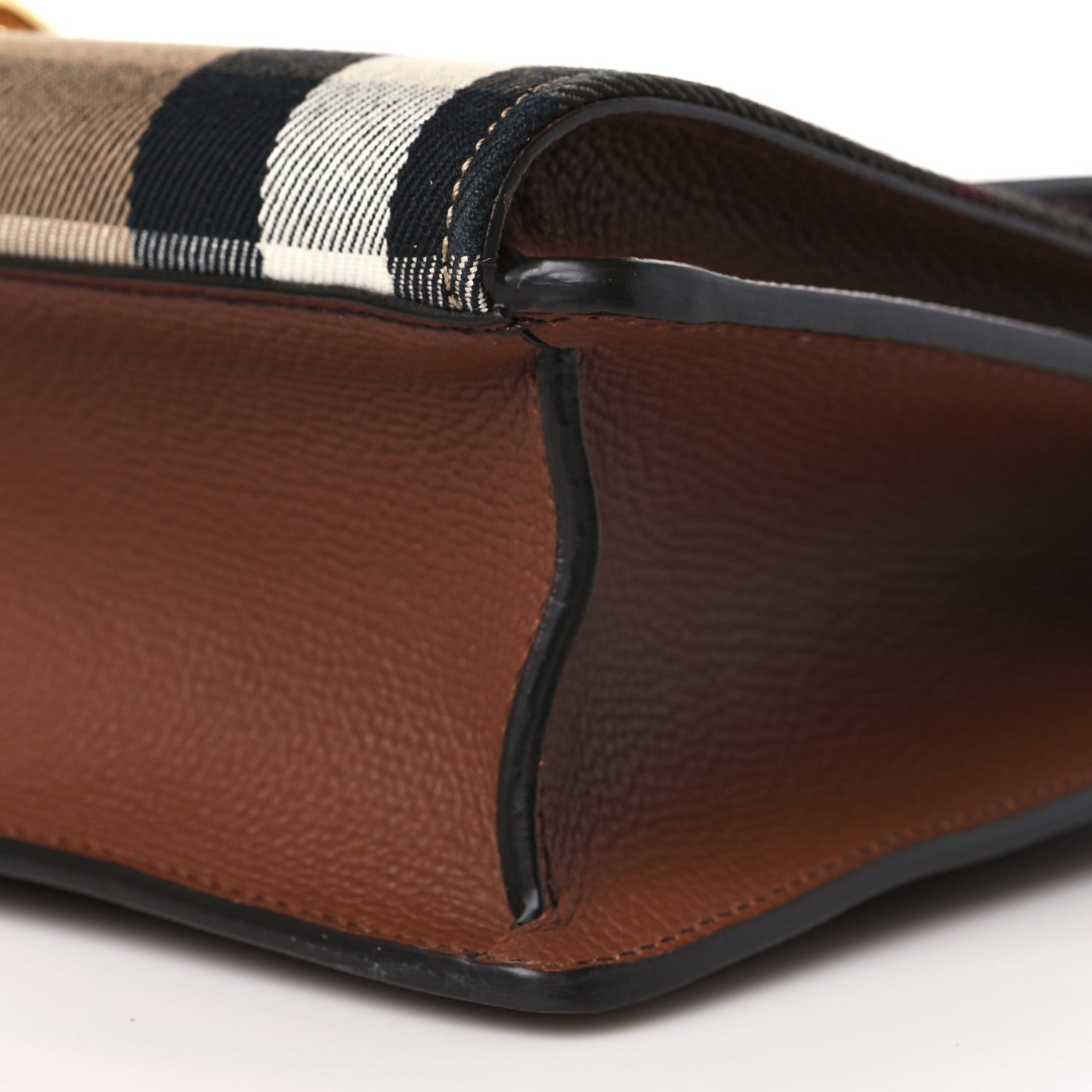 Burberry Derby Calfskin House Check Small Macken Crossbody Bag Tan 10 of 10