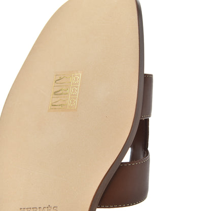 Hermes Box Calfskin Oran Sandals 39 Gold 9 of 14