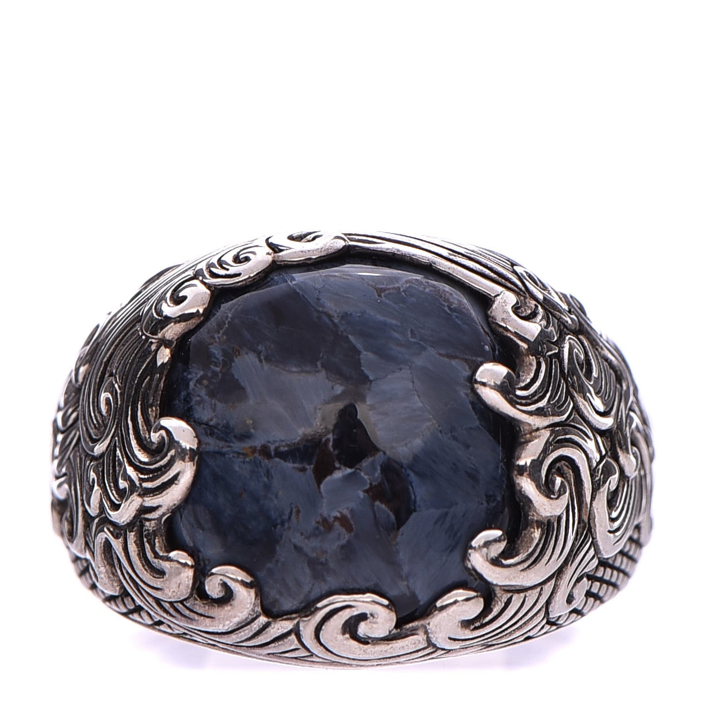 Men's Sterling Silver Pietersite Wave Ring 62 10