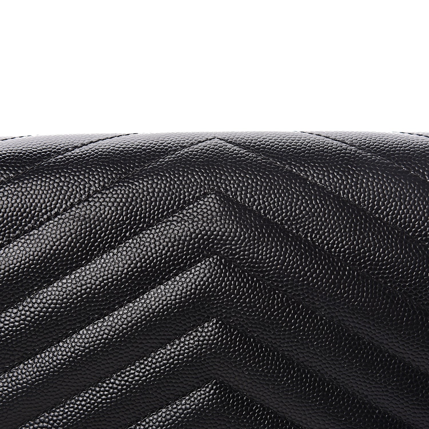 Saint Laurent Grain De Poudre Matelasse Chevron Monogram Chain Wallet Black 10 of 13