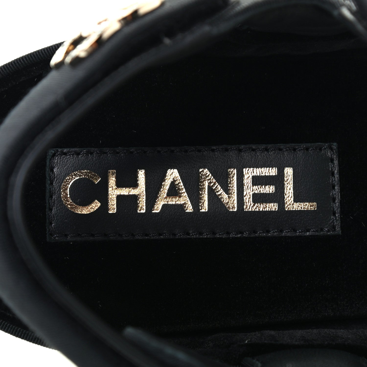 Chanel Grosgrain Crystal Logo Platform Sandals 38 Black 7 of 8