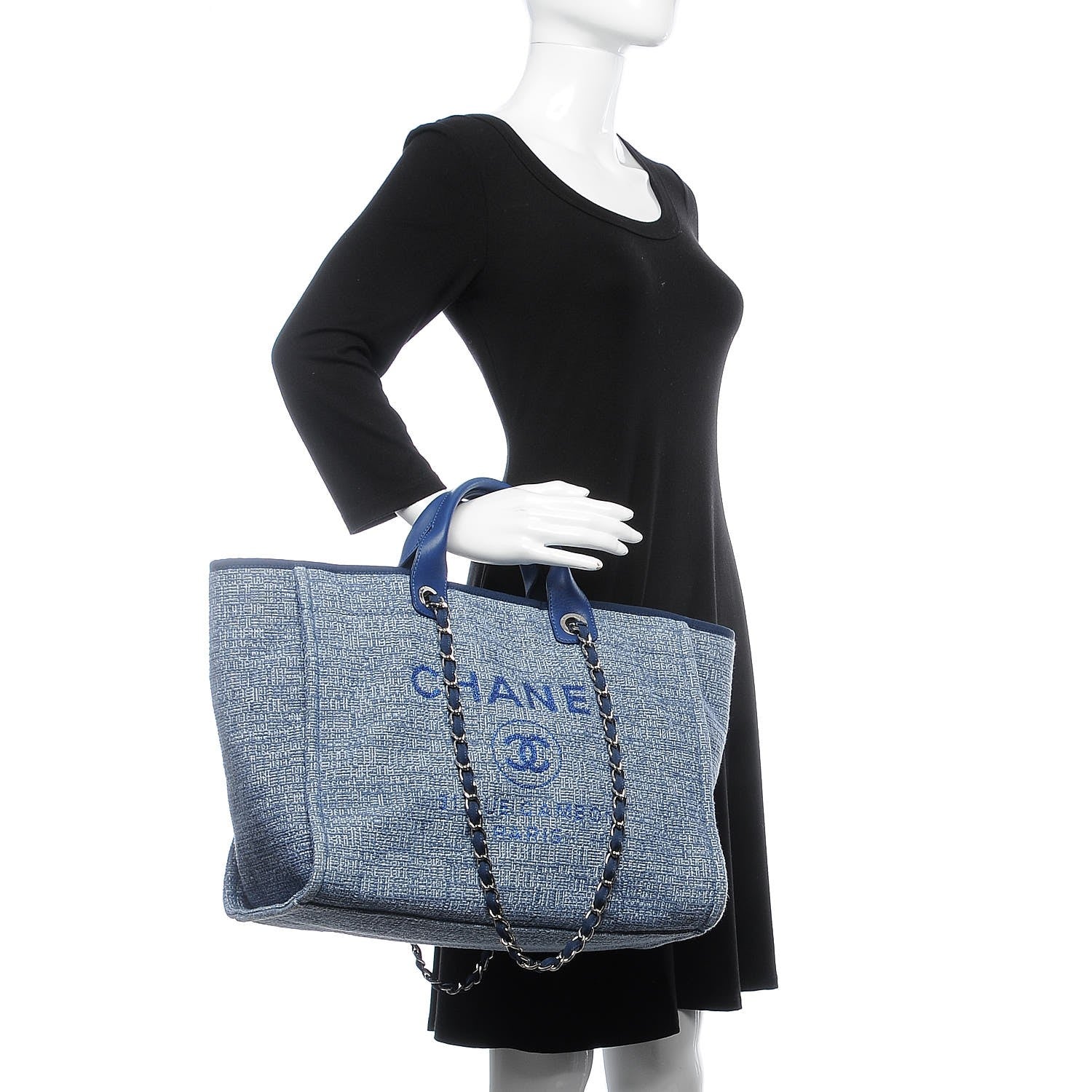 Chanel Canvas Large Deauville Tote Blue 3 of 8