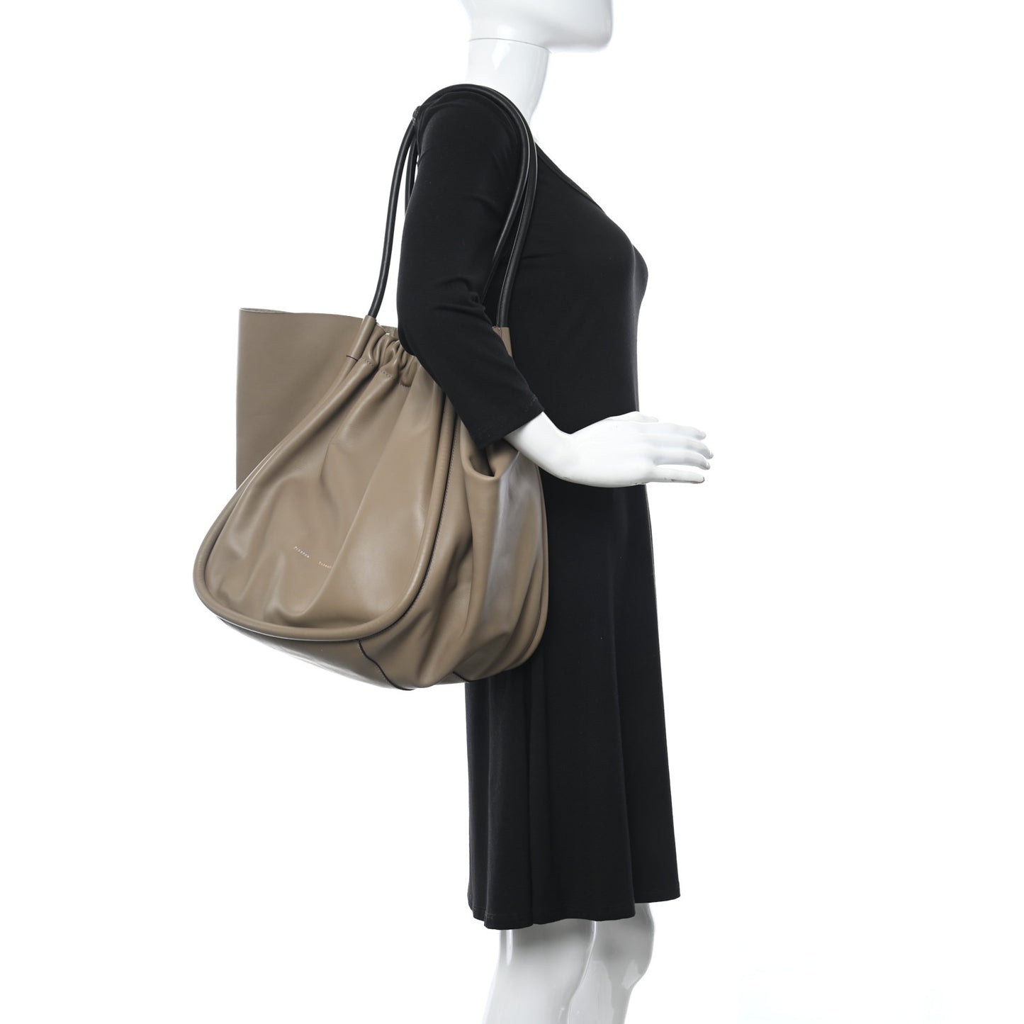 Calfskin XL Ruched Tote Light Taupe