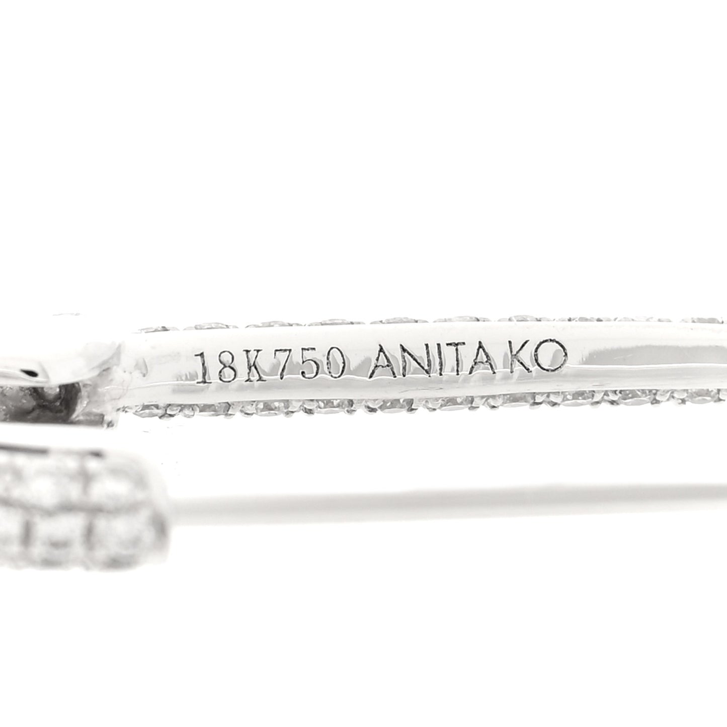 18K White Gold Diamond Safety Pin Earring