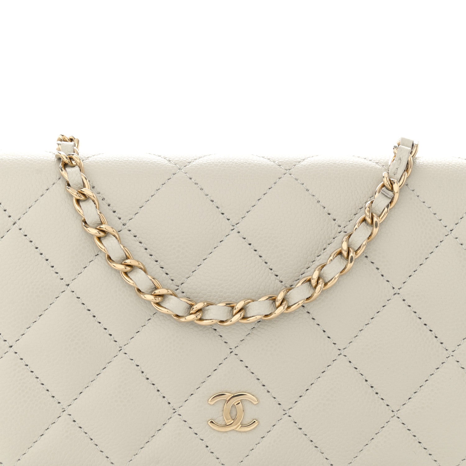 Chanel Caviar Quilted Wallet On Chain WOC Light Grey 8 of 11