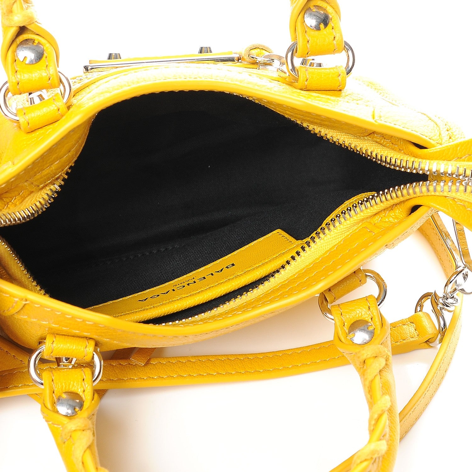 Balenciaga Chevre Silver Metallic Edge Hardware Nano City Jaune Epi 6 of 8