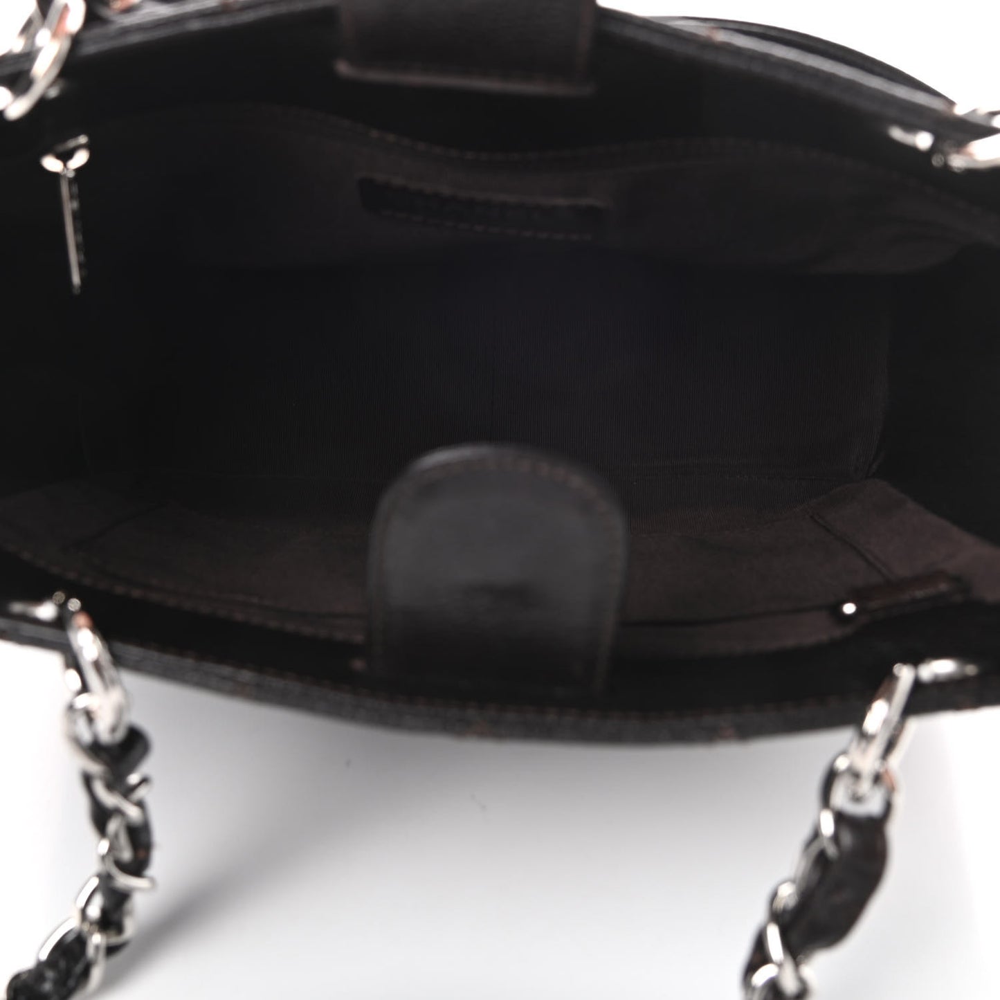 Caviar Quilted Petit Shopping Tote PST Dark Brown