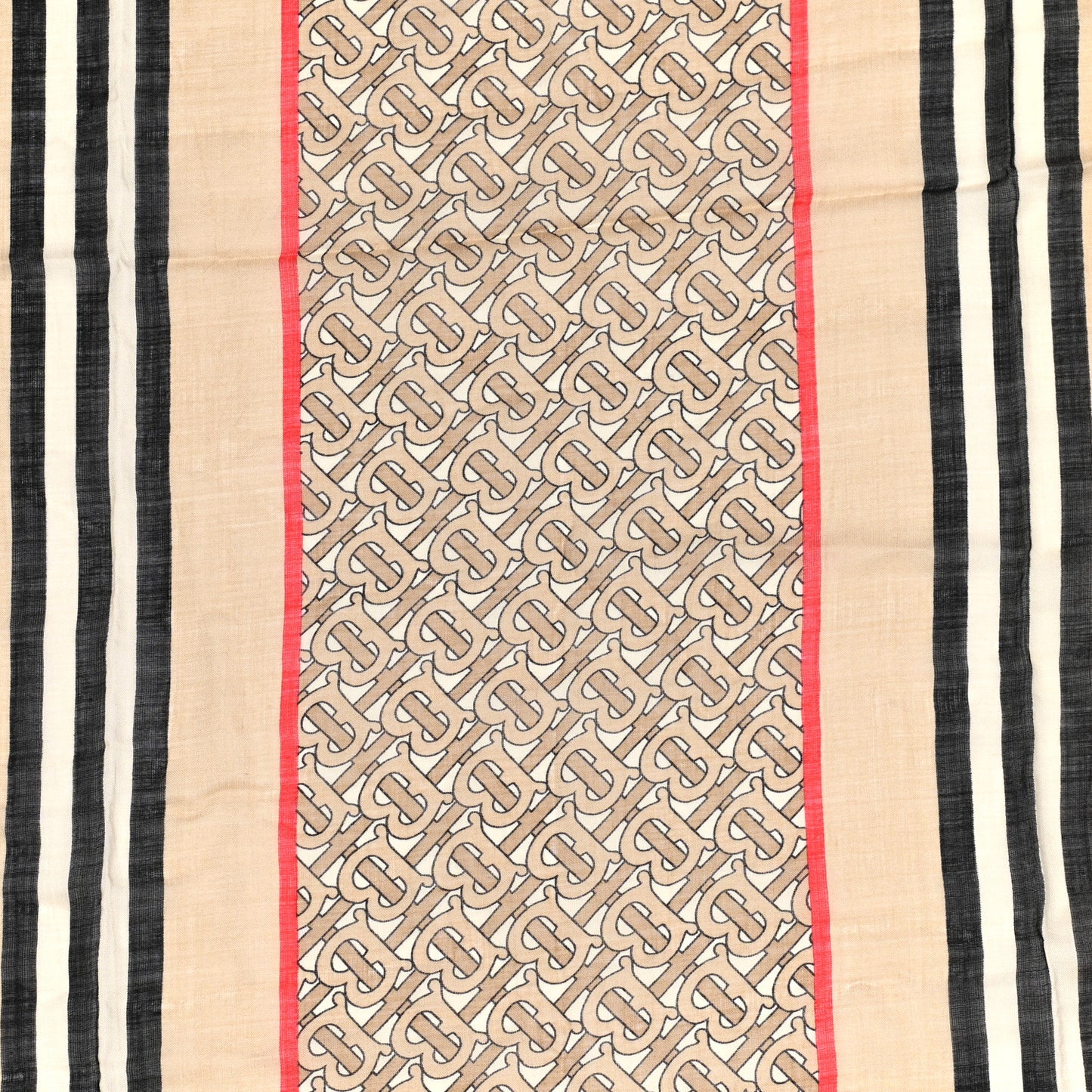 Wool Silk Monogram Icon Large Square Scarf Archive Beige
