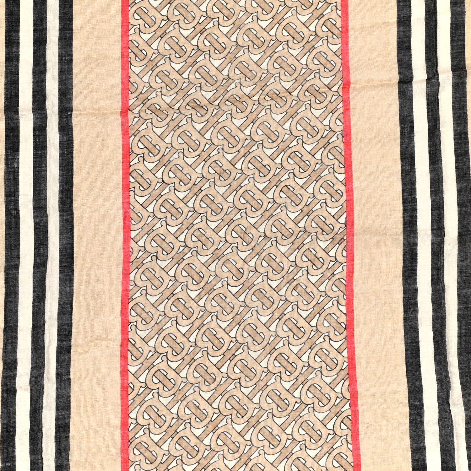 Burberry Wool Silk Monogram Icon Large Square Scarf Archive Beige 2 of 6