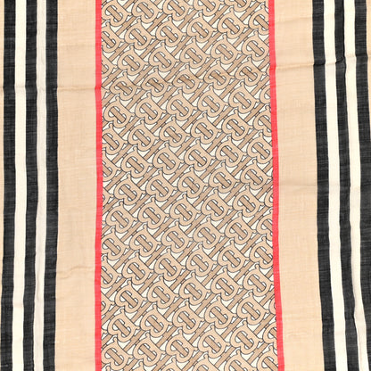 Burberry Wool Silk Monogram Icon Large Square Scarf Archive Beige 2 of 6