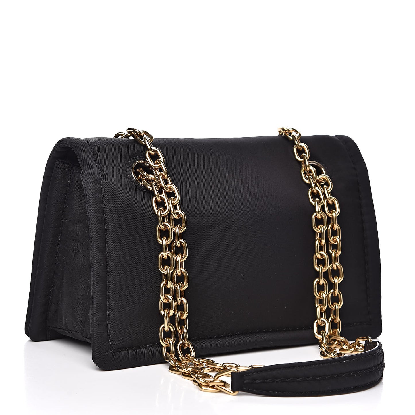 Nylon Tessuto Chain Shoulder Bag Black
