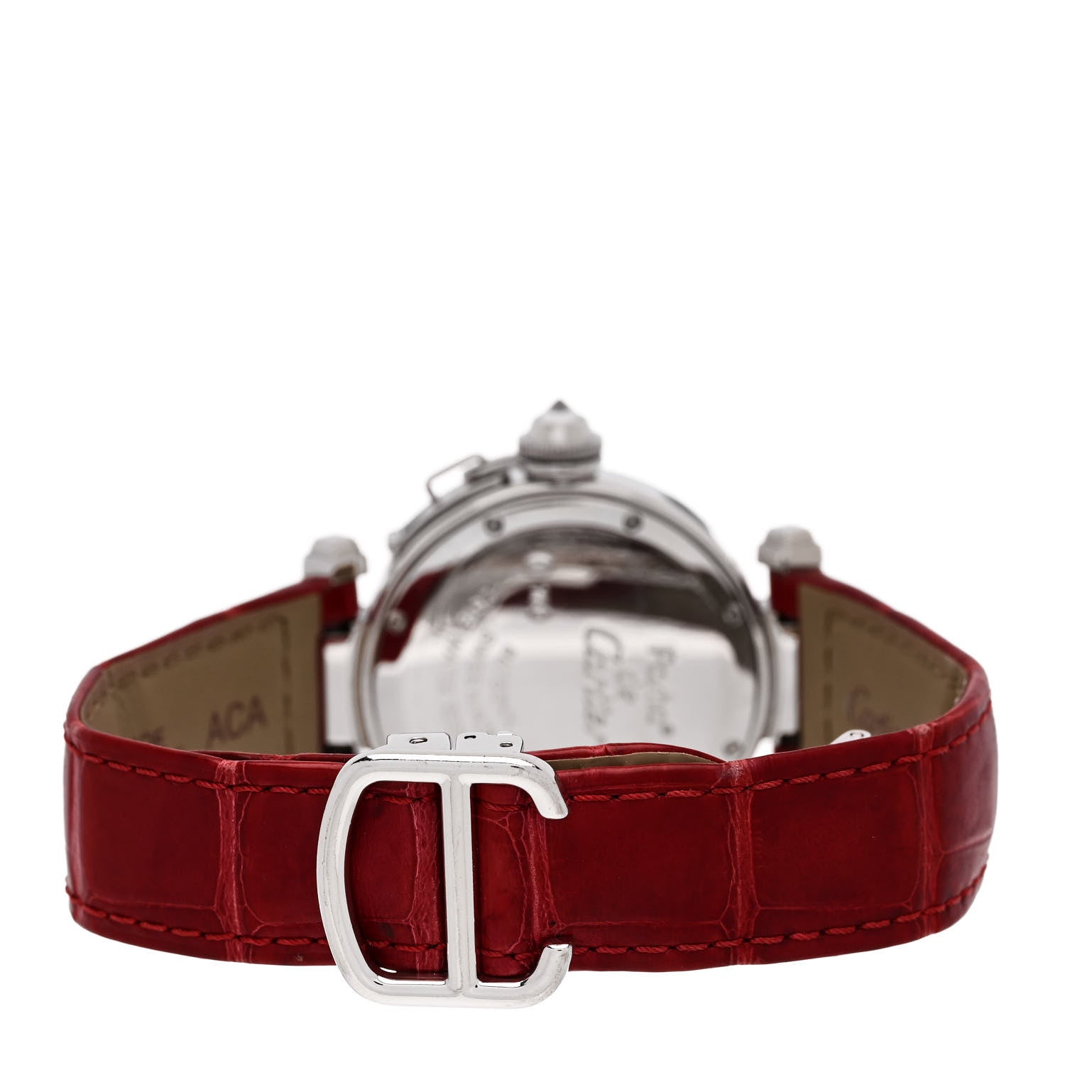 Cartier 18K White Gold Alligator Diamond Bezel Mother of Pearl 32mm Pasha C Quartz Watch 3 of 5