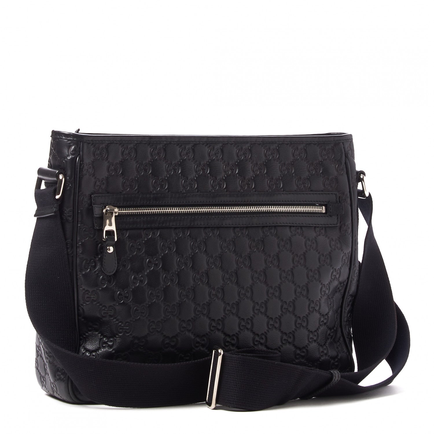 Gucci Guccissima Flat Messenger Bag Black 2 of 8