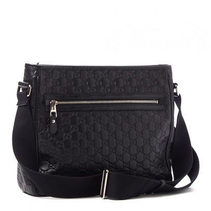 Gucci Guccissima Flat Messenger Bag Black 2 of 8