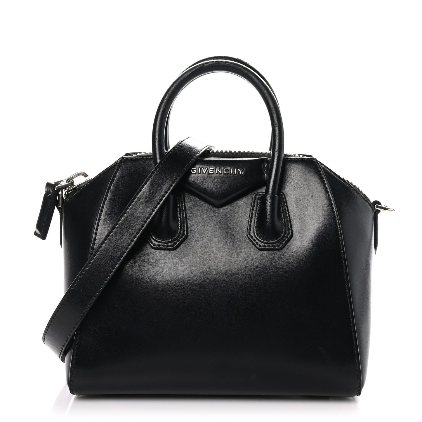 Shiny Lord Calfskin Mini Antigona Black