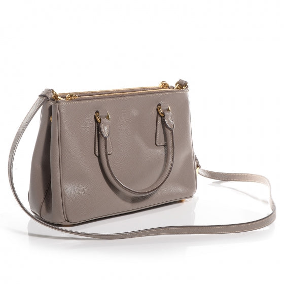 Prada Saffiano Lux Mini Double Zip Tote Argilla 3 of 10