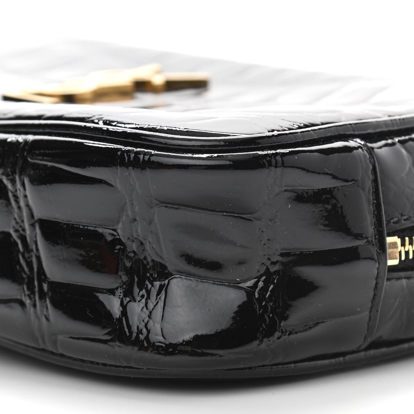Calfskin Crocodile Embossed Monogram Mini Lou Camera Bag Black