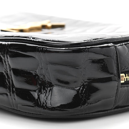 Saint Laurent Calfskin Crocodile Embossed Monogram Mini Lou Camera Bag Black 6 of 10