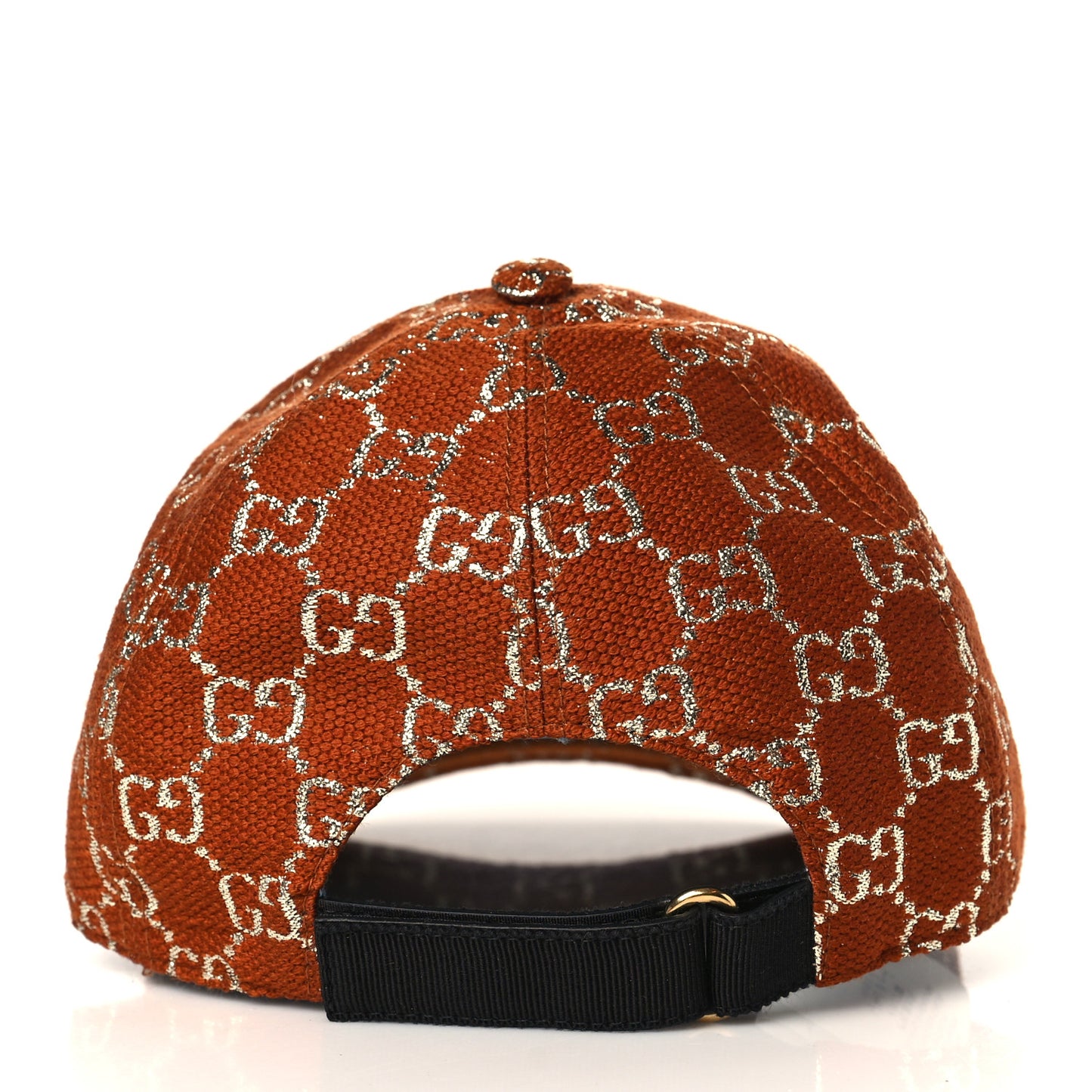 Canvas Lame GG Monogram Rush Baseball Hat S Burnt Orange Silver