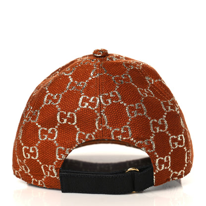 Gucci Canvas Lame GG Monogram Rush Baseball Hat S Burnt Orange Silver 3 of 9