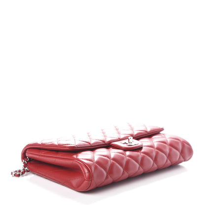 Chanel Lambskin Quilted Clutch With Chain Flap Red 4 of 10