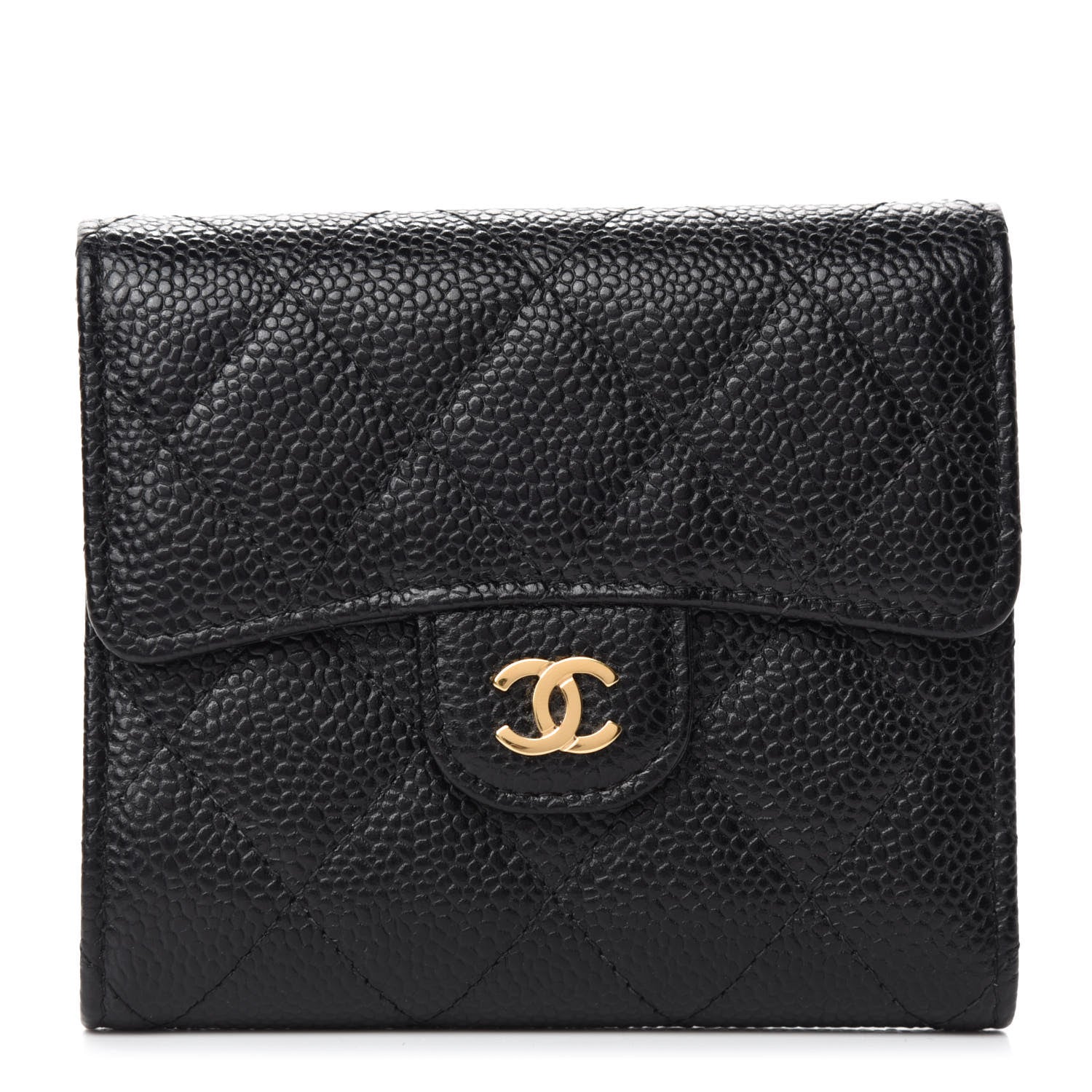 Chanel Caviar Quilted Compact Flap Wallet Black 1 of 10