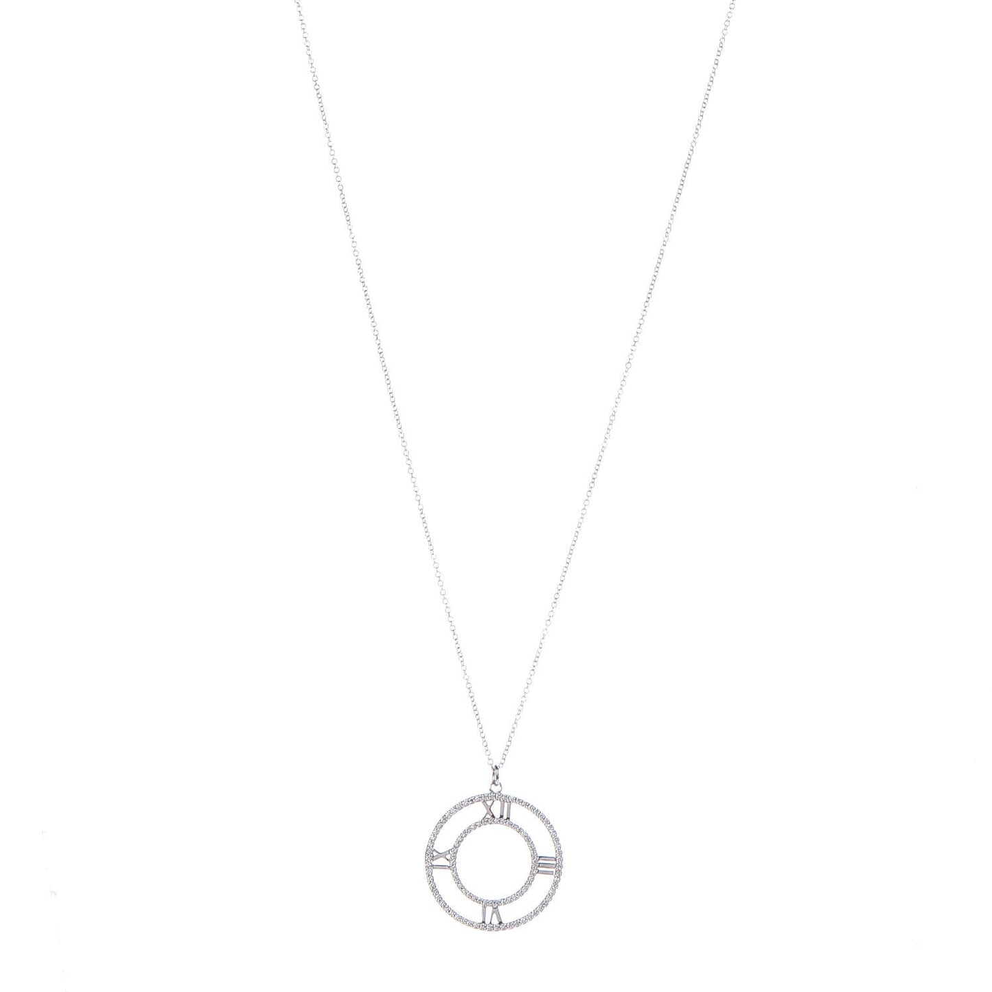 18K White Gold Diamond Medium Atlas Open Pave Pendant Necklace