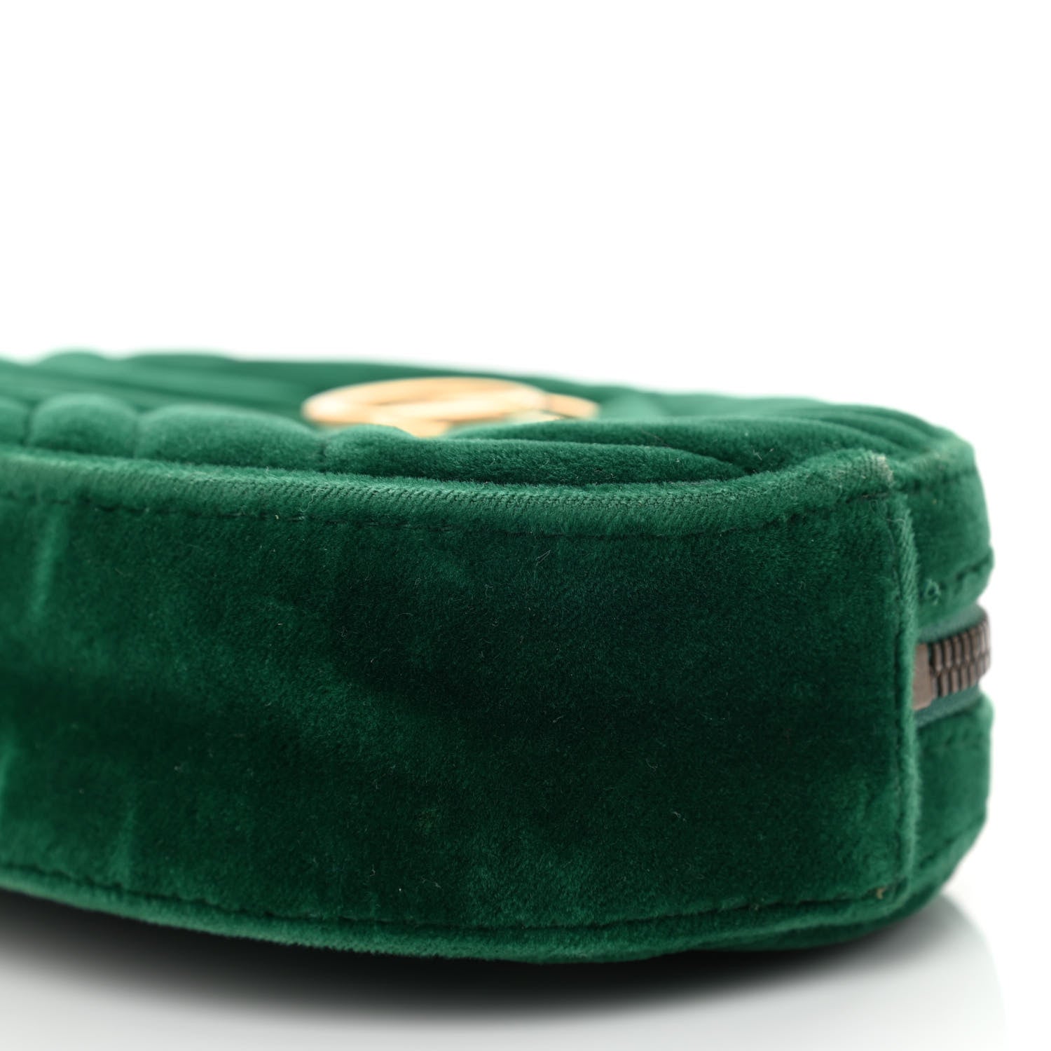 Gucci Velvet Matelasse GG Marmont Belt Bag 95 38 Green 9 of 10