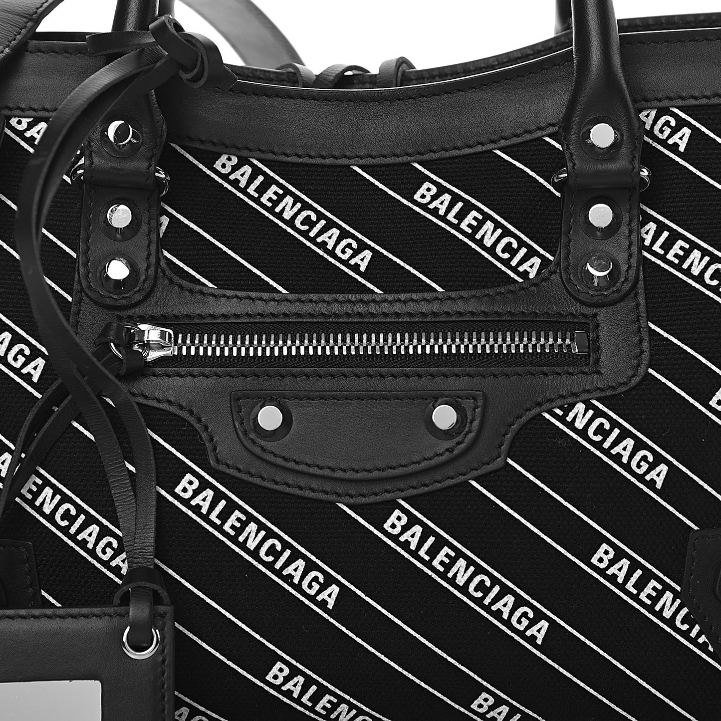 Canvas Satin Calfskin Diagonal Allover Logo Print Classic Silver Hardware S City Black White