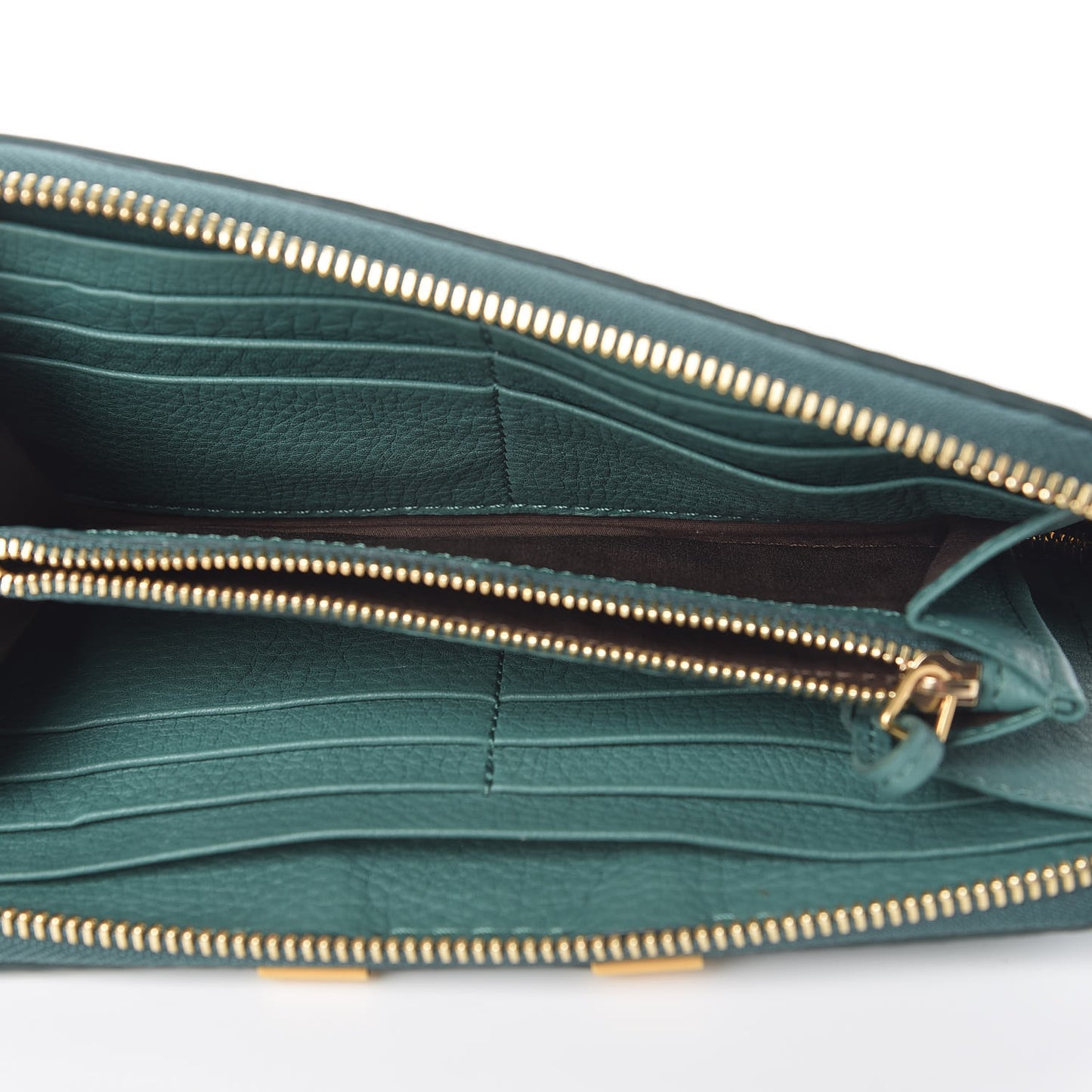 Grained Calfskin Marcie Long Zip Around Wallet Emerald