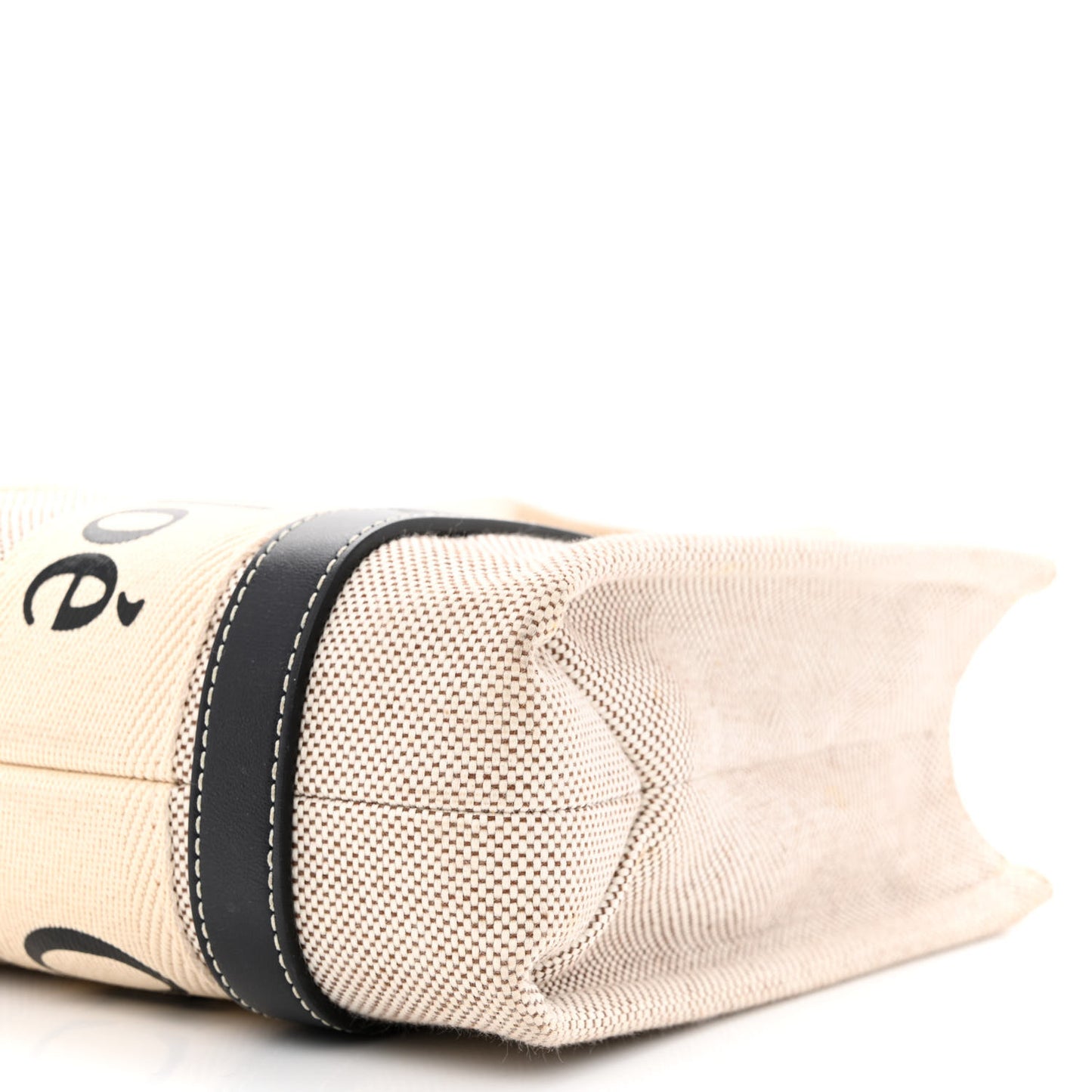 Cotton Calfskin Small Woody Ribbon Tote White Blue