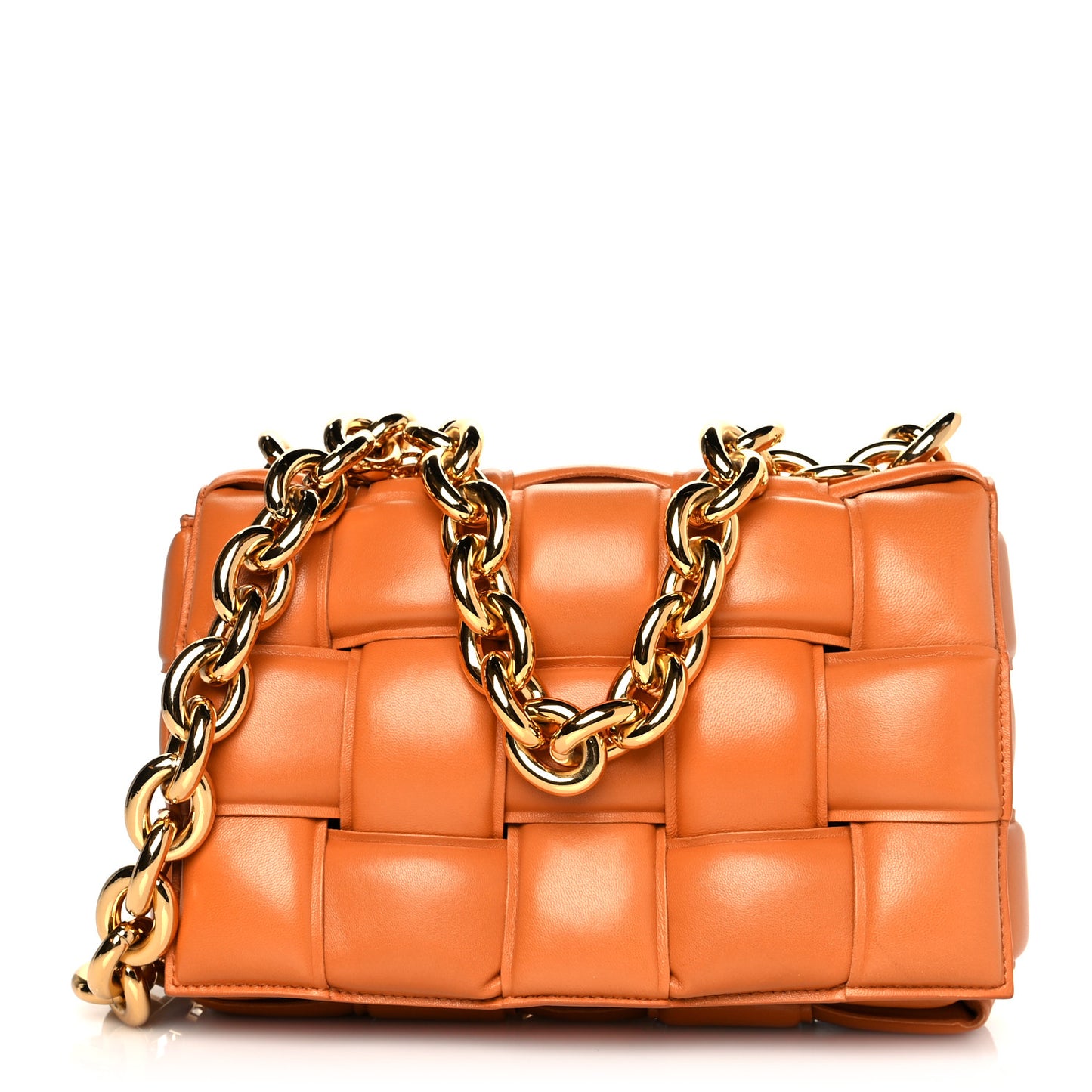 Lambskin Maxi Intreccio Padded Chain Cassette Crossbody Bag Clay