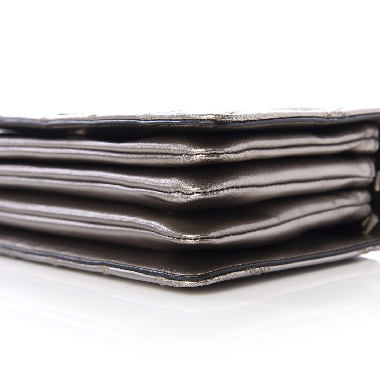 Metallic Lambskin Diamond Quilted Monogram Angie Chain Bag Pimbo