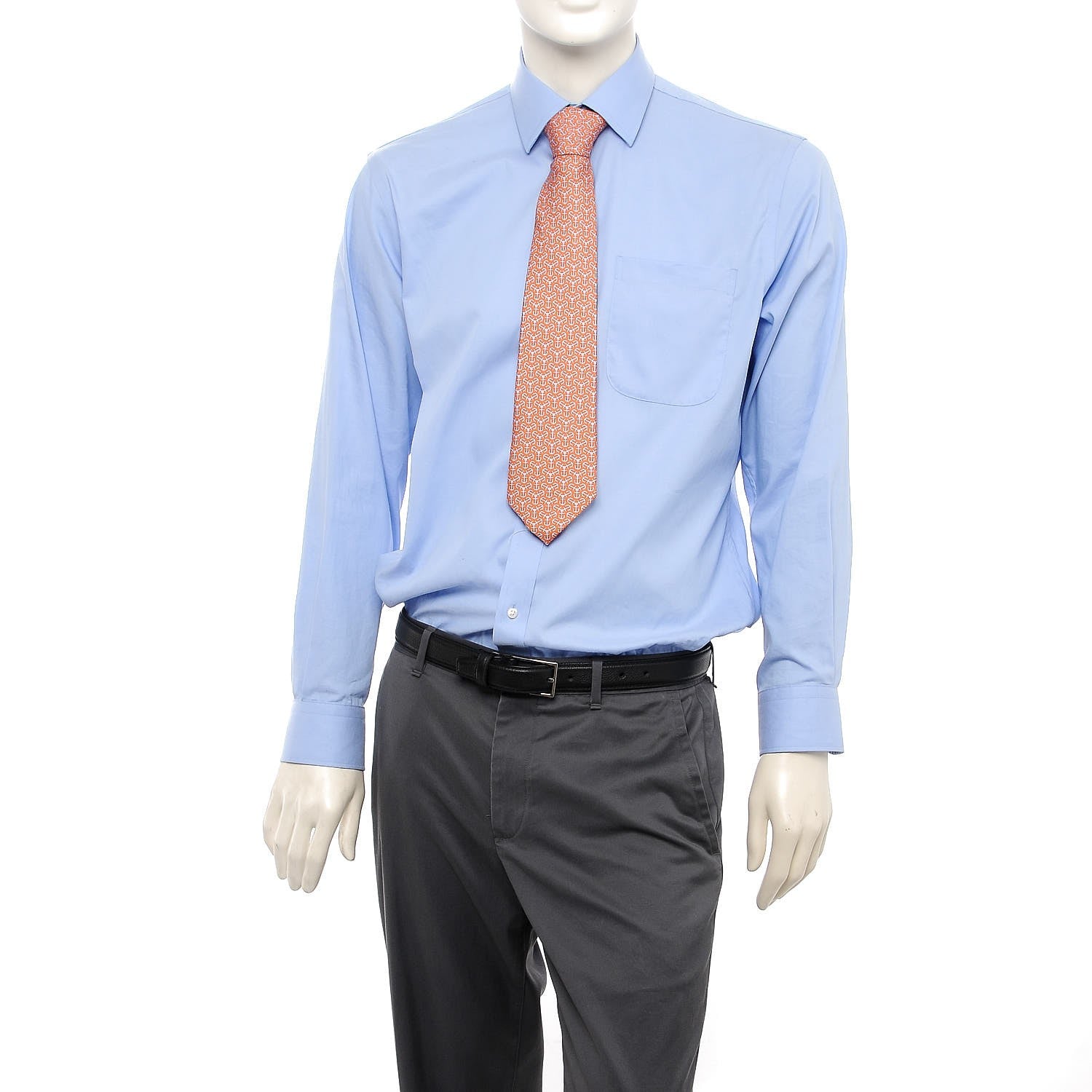 Hermes Mens Silk Anchor Neck Tie Orange 2 of 6