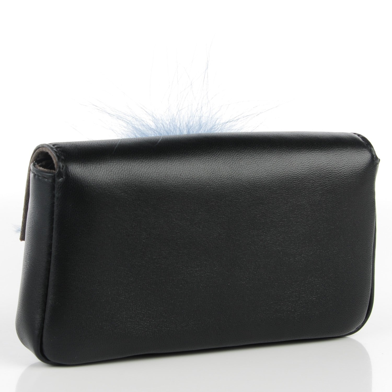 Fendi Nappa Rabbit Fox Fur Micro Buggie Baguette Black 3 of 8