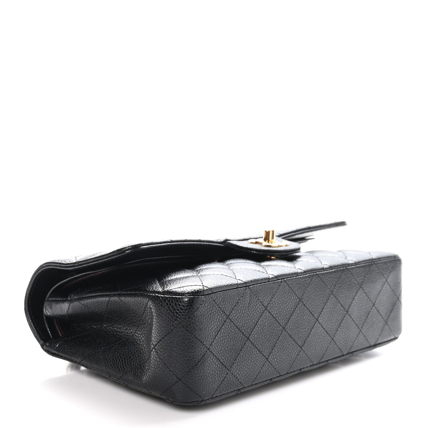 Caviar Quilted Medium Double Flap Black