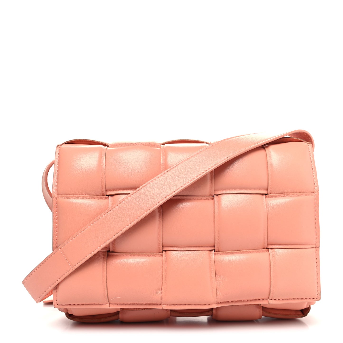 Nappa Maxi Intreccio Padded Cassette Crossbody Bag Peachy