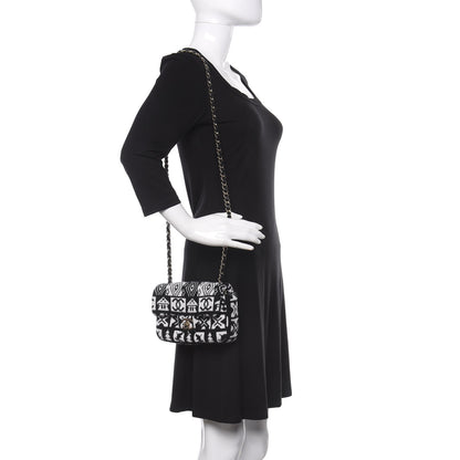 Chanel Cashmere Knit Coco Neige Flap Black White 2 of 10