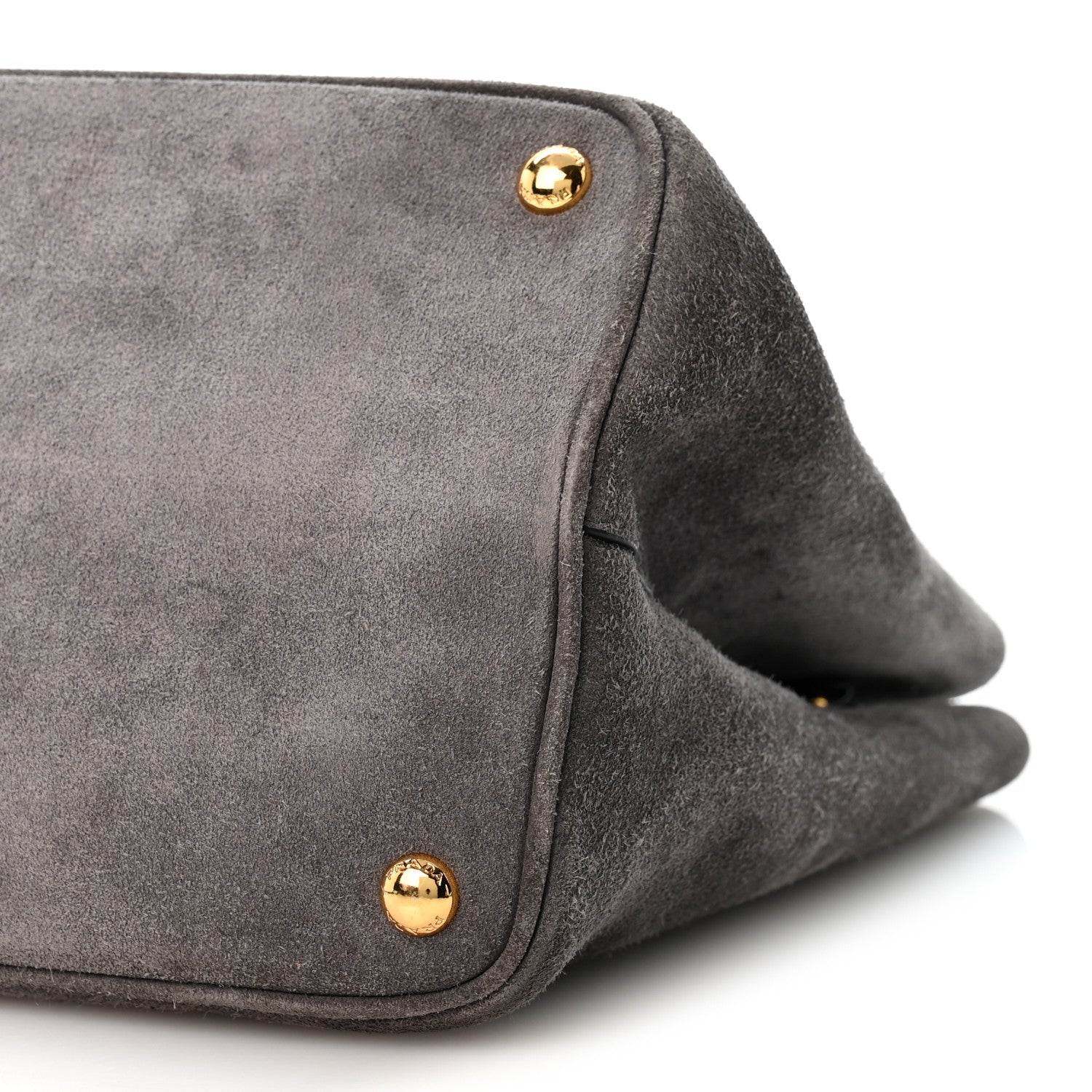 Prada Scamosciato Suede Medium Double Bag Tote Grigio 10 of 14