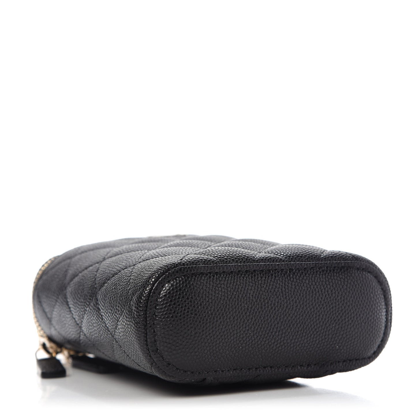 Caviar Quilted Small Vertical Coco Beauty Vanity Case With Chain Black