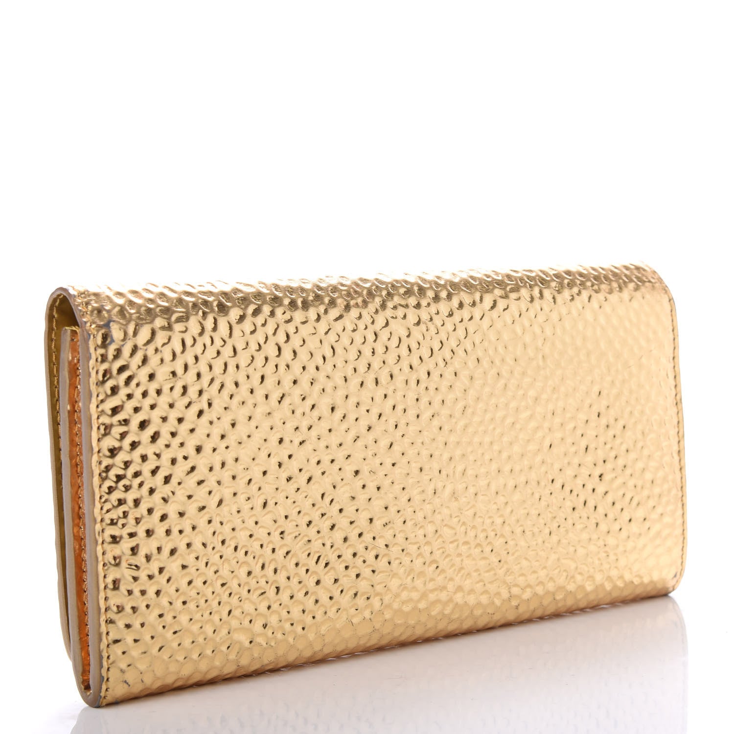 Balenciaga Laminated Calfskin Classic Gold Hardware Money Wallet Gold 3 of 7