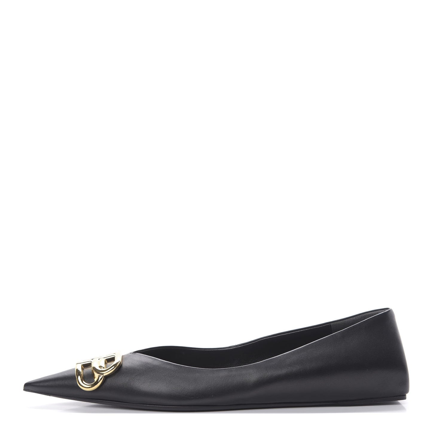 Calfskin BB Knife Pointy Toe Ballerina Flats 38 Black