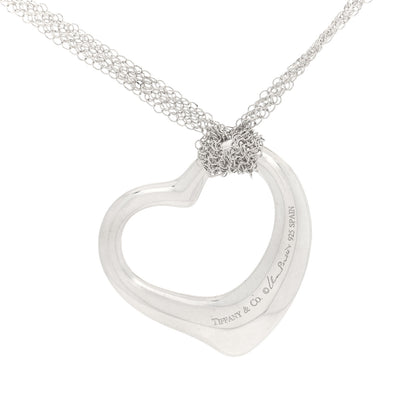Tiffany Sterling Silver 35mm Elsa Peretti Open Heart Pendant Mesh Necklace 4 of 5