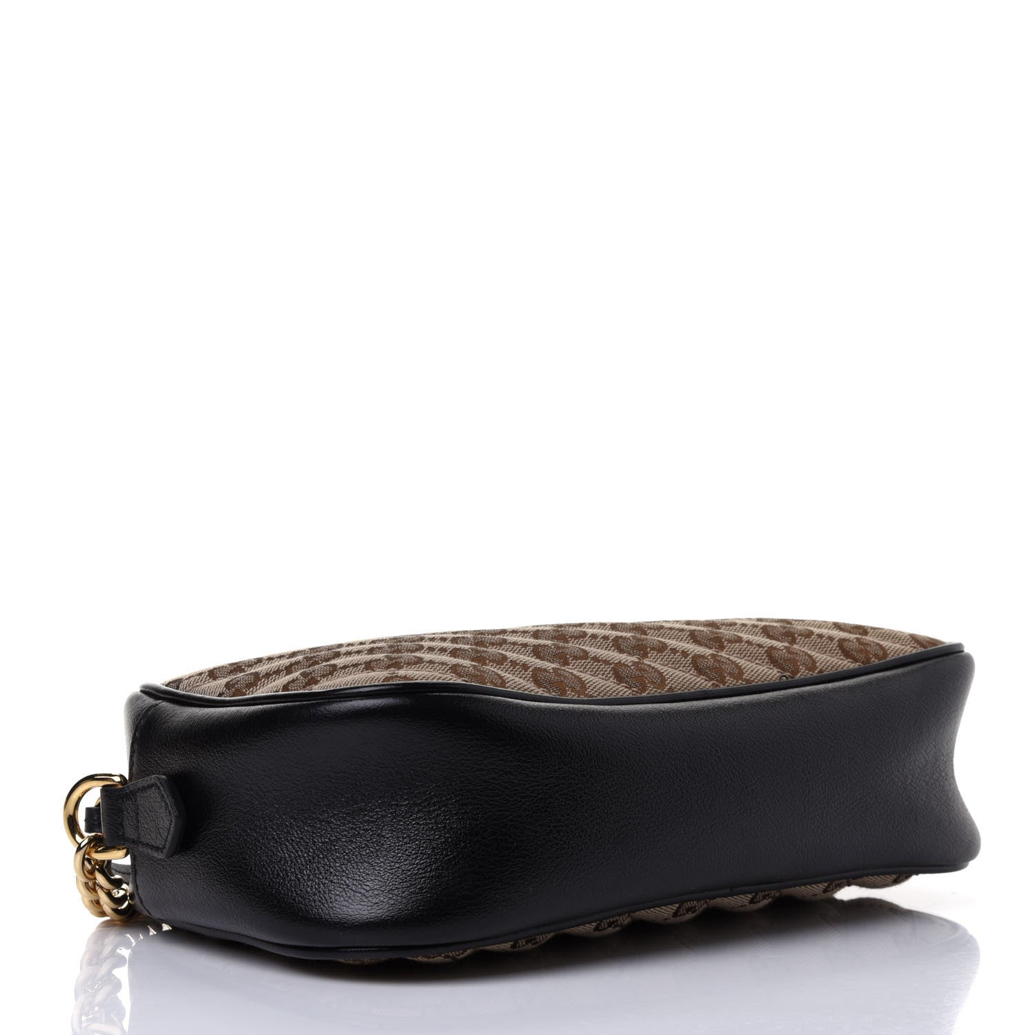 Gucci Monogram Matelasse Diagonal Small GG Marmont Chain Shoulder Bag Beige Black 3 of 4
